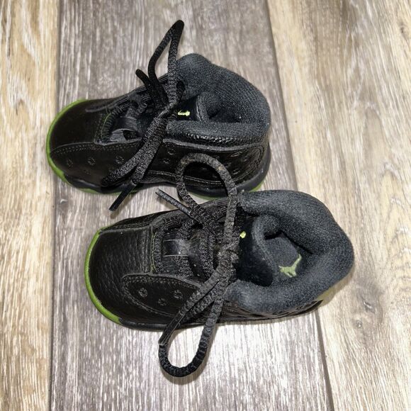 Nike Air Jordan 13 Retro 414581-042 Black Altitude Green Toddler Youth Size 4C - Picture 6 of 11